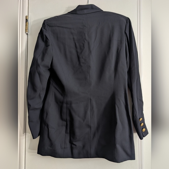 VTG NWT Saks Fifth Avenue women's 100% wool navy double-breasted blazer size 10 - Picture 2 of 7